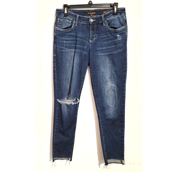 Dear John Joyrich Comfort Skinny Raw Hem Distressed Jeans Central Wash 28 - Picture 1 of 11